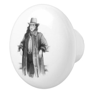 Pomo De Cerámica Bonito Cowgirl