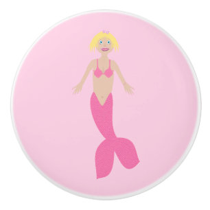 Pomo De Cerámica Bonito Fantasía rosa Mermaid