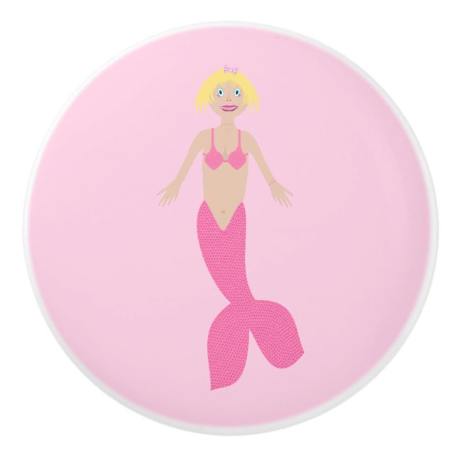 Pomo De Cerámica Bonito Fantasía rosa Mermaid (Anverso)