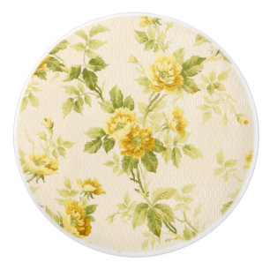 Pomo De Cerámica Bonito granjero amarillo dorado floral