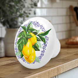 Pomo De Cerámica Bonito Lemons & Blue Toile