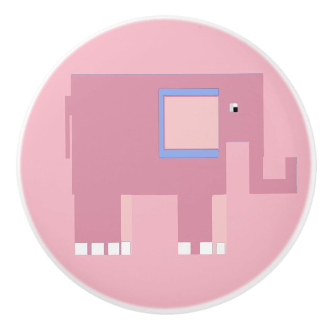 Pomo De Cerámica Bonito Niña rosa elefante (Anverso)