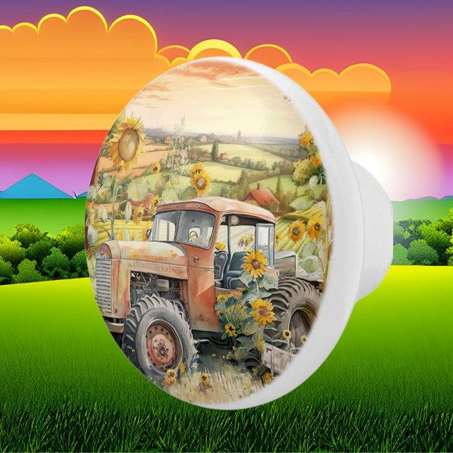 Pomo De Cerámica bonito tractor de Country antiguo (Subido por el creador)