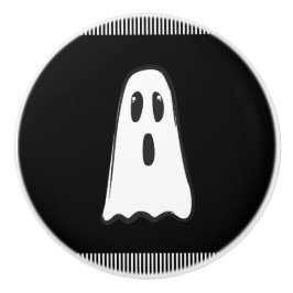 Pomo De Cerámica ¡BOO! Fantasma Lindo Espeluznante Halloween Blanco