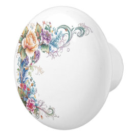 Pomo De Cerámica Borde de Rosa multicolor para el paquebote floral