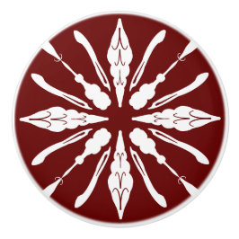 Pomo De Cerámica Borgoña y blanco