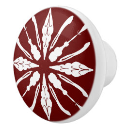 Pomo De Cerámica Borgoña y blanco
