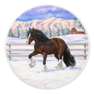 Pomo De Cerámica Borrador De Caballo En Nieve De La Gitana De La Ba