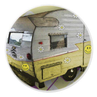 Pomo De Cerámica Botón amarillo del remolque de campista del