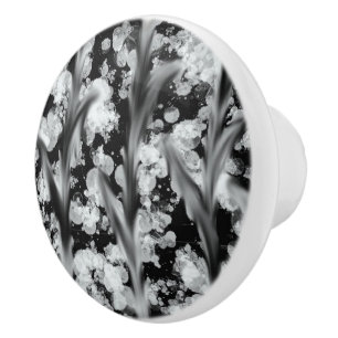 Pomo De Cerámica Botón blanco negro abstracto