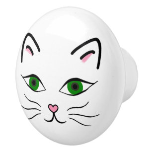 Pomo De Cerámica Botón de cerámica - cara del gatito