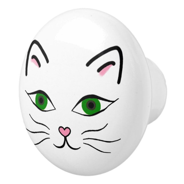 Pomo De Cerámica Botón de cerámica - cara del gatito (Derecha)
