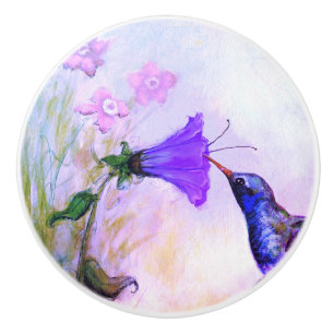 Pomo De Cerámica Botón de cerámica "Colibrí-En colores pastel"