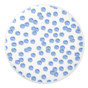 Pomo De Cerámica Botón de cerámica con los lunares azules