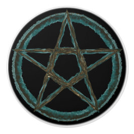 Pomo De Cerámica Botón de cerámica de encargo del Pentagram azul