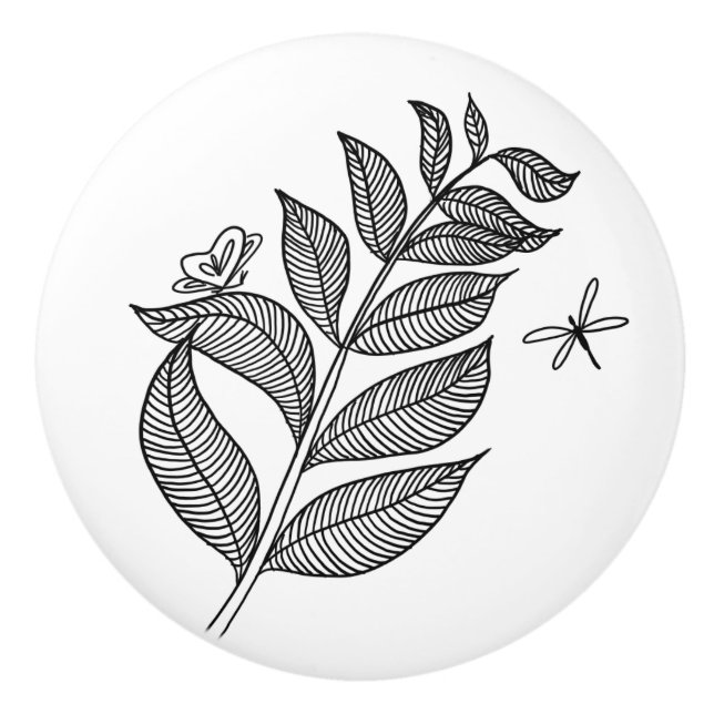 Pomo De Cerámica Botón de cerámica de la puntilla #1 de la hoja (Anverso)