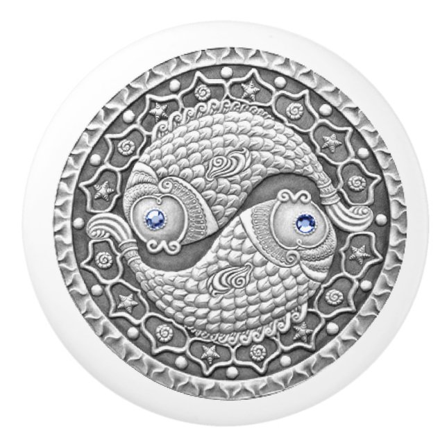 Pomo De Cerámica Botón de cerámica de Piscis (Anverso)