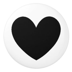Pomo De Cerámica Botón de cerámica del corazón negro