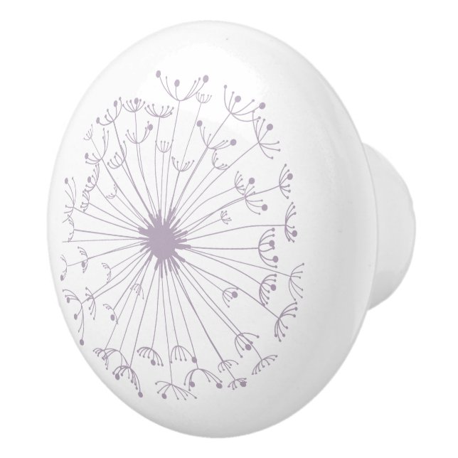 Pomo De Cerámica Botón de cerámica del diente de león gris y blanco (Derecha)