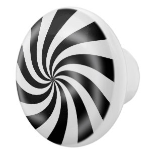 Pomo De Cerámica Botón de cerámica del diseño espiral negro y