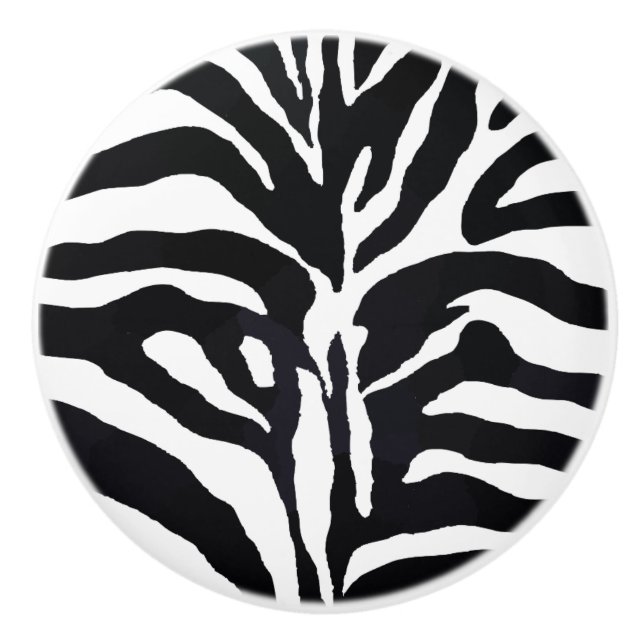 Pomo De Cerámica Botón de cerámica del estampado de zebra (Anverso)
