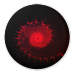Pomo De Cerámica Botón de cerámica del fractal rojo