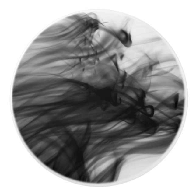 Pomo De Cerámica Botón de cerámica del fuego I negro del artista (Anverso)