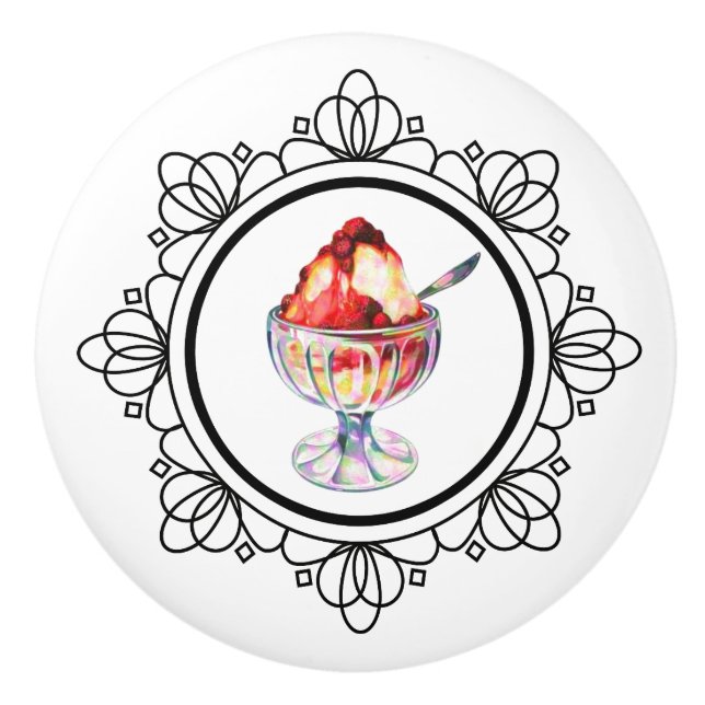 Pomo De Cerámica Botón de cerámica del helado del helado del (Anverso)