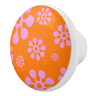 Pomo De Cerámica Botón de cerámica retro del estampado de plores