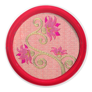 Pomo De Cerámica Botón de costura bordado vintage de la flor