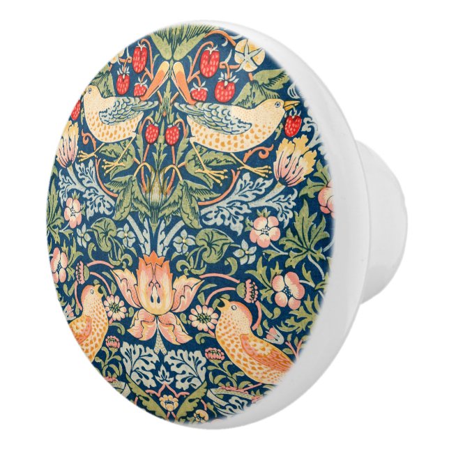Pomo De Cerámica botón de diseño William Morris Strawberry Thief (Derecha)