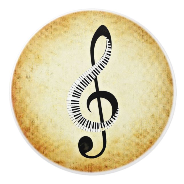 Pomo De Cerámica Botón de las llaves del piano y de la nota musical (Anverso)