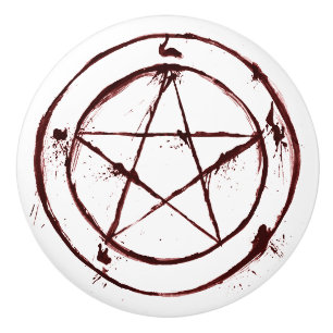 Pomo De Cerámica botón de puerta del pentagram de la sangre