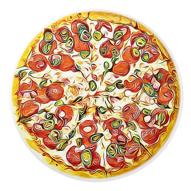 Pomo De Cerámica Botón del armario de cocina de la pizza de queso (Anverso)