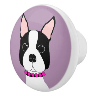 Pomo De Cerámica Botón del cajón del arte del perro de Boston