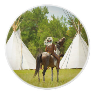 Pomo De Cerámica Botón del cajón del nativo americano del vintage