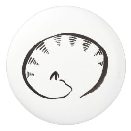 Pomo De Cerámica Botón del gatito el dormir