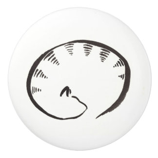 Pomo De Cerámica Botón del gatito el dormir