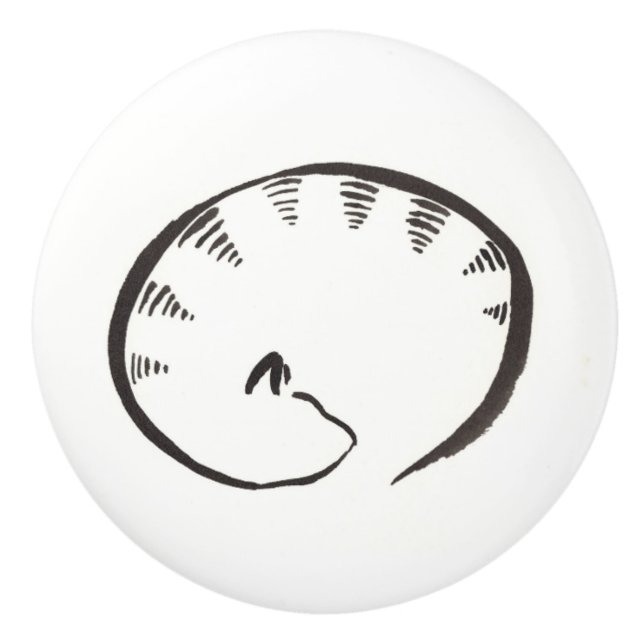 Pomo De Cerámica Botón del gatito el dormir (Anverso)