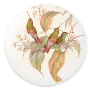 Pomo De Cerámica Botón floral del jardín de la flor de los pájaros