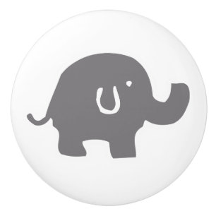 Pomo De Cerámica Botón gris y blanco del elefante lindo de puerta