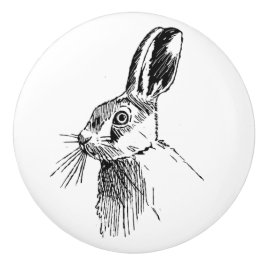 Pomo De Cerámica Botón ilustrado liebres