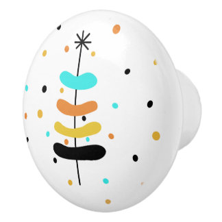 Pomo De Cerámica botón Retro del árbol de Navidad/extracción