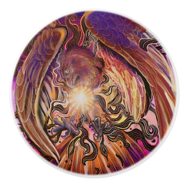 Pomo De Cerámica Botón Solar Burst Hawk (Anverso)