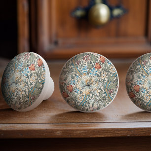 Pomo De Cerámica botón William Morris Lily Art Nouveau