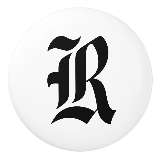 Pomo De Cerámica Botones cones monograma ingleses viejos del cajón (Anverso)