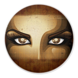Pomo De Cerámica Botones Steampunk Chica Ojos