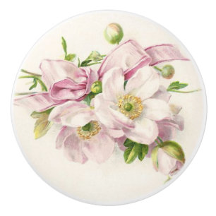 Pomo De Cerámica Bouquet de cinta rosa