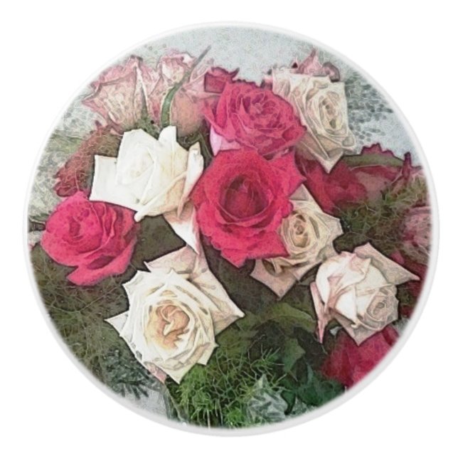 Pomo De Cerámica Bouquet De Rosas (Anverso)