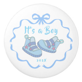 Pomo De Cerámica Bow Ribbon es un niño azul